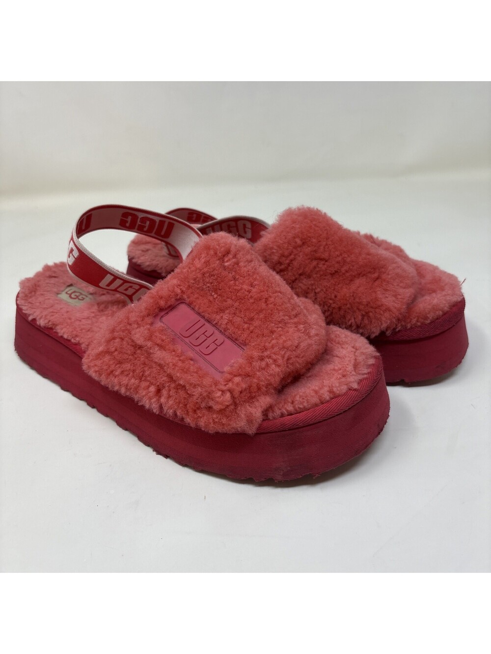 UGG Women's Disco Slide Platform Slippers Hibiscus Pink Size 10 Womans